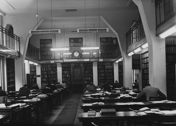 A 1950s image of a library reading room at LSE